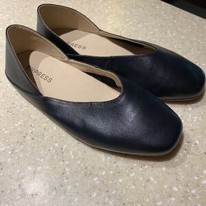 Black buttery soft leather flats